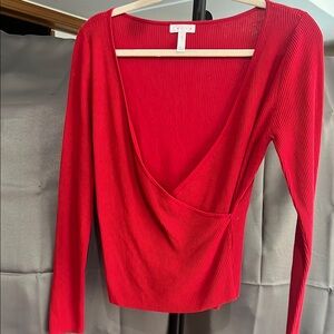 Leith Bold Red V-Neck Sweater